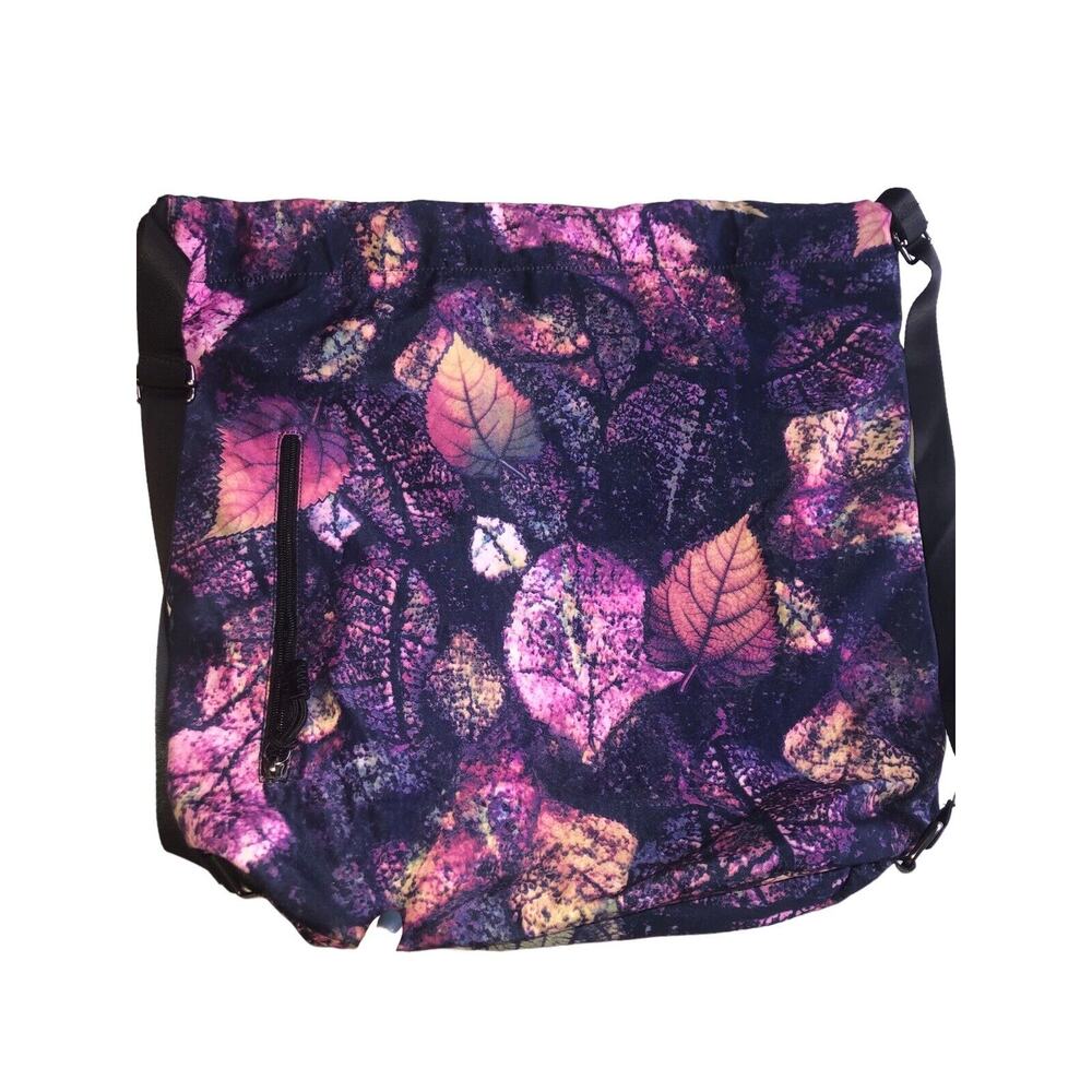 Leaf Print Drawstring Backpack Front Pocket Casua… - image 4